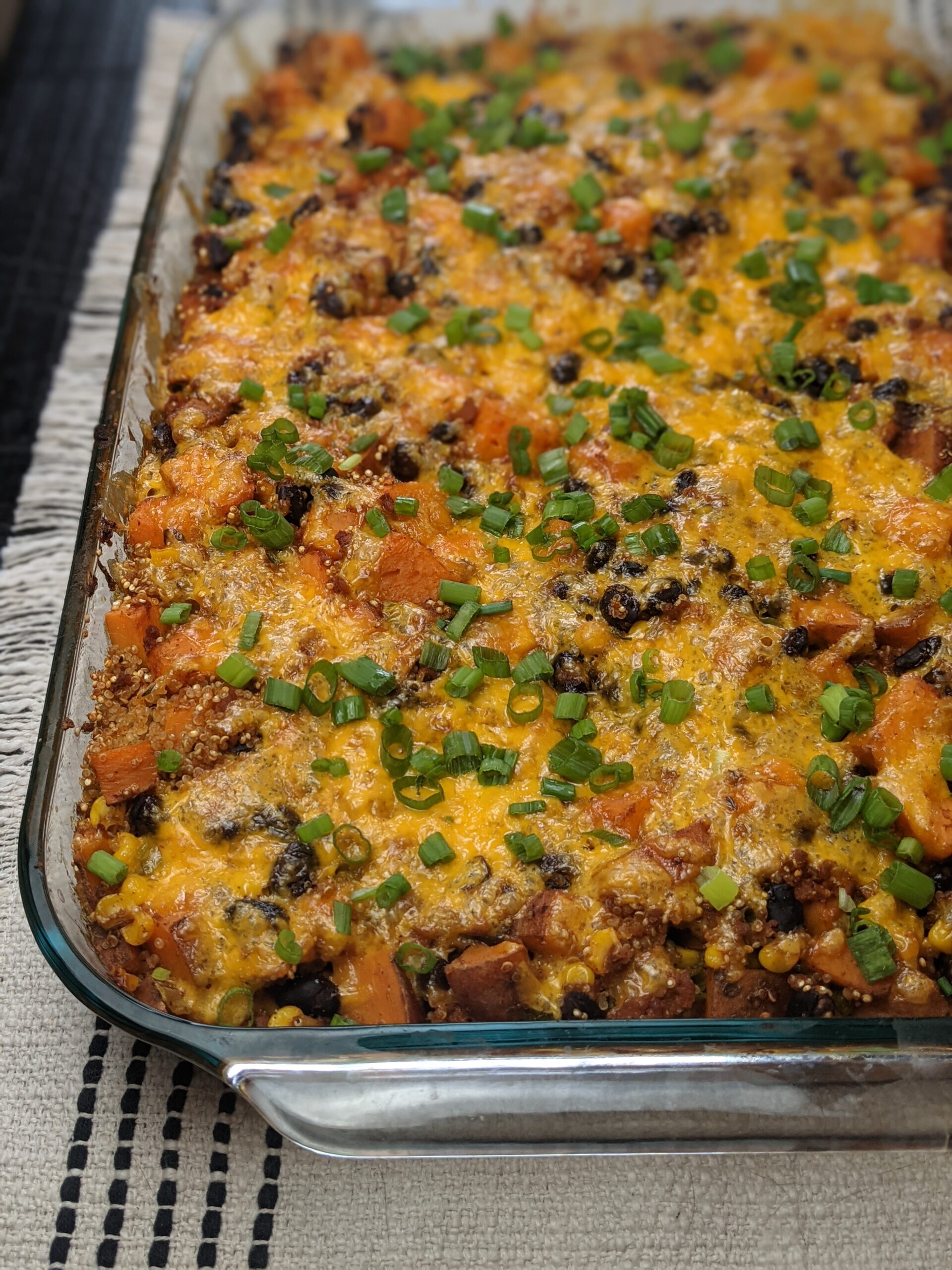 One Dish Chorizo, Sweet Potato and Black Bean Casserole.