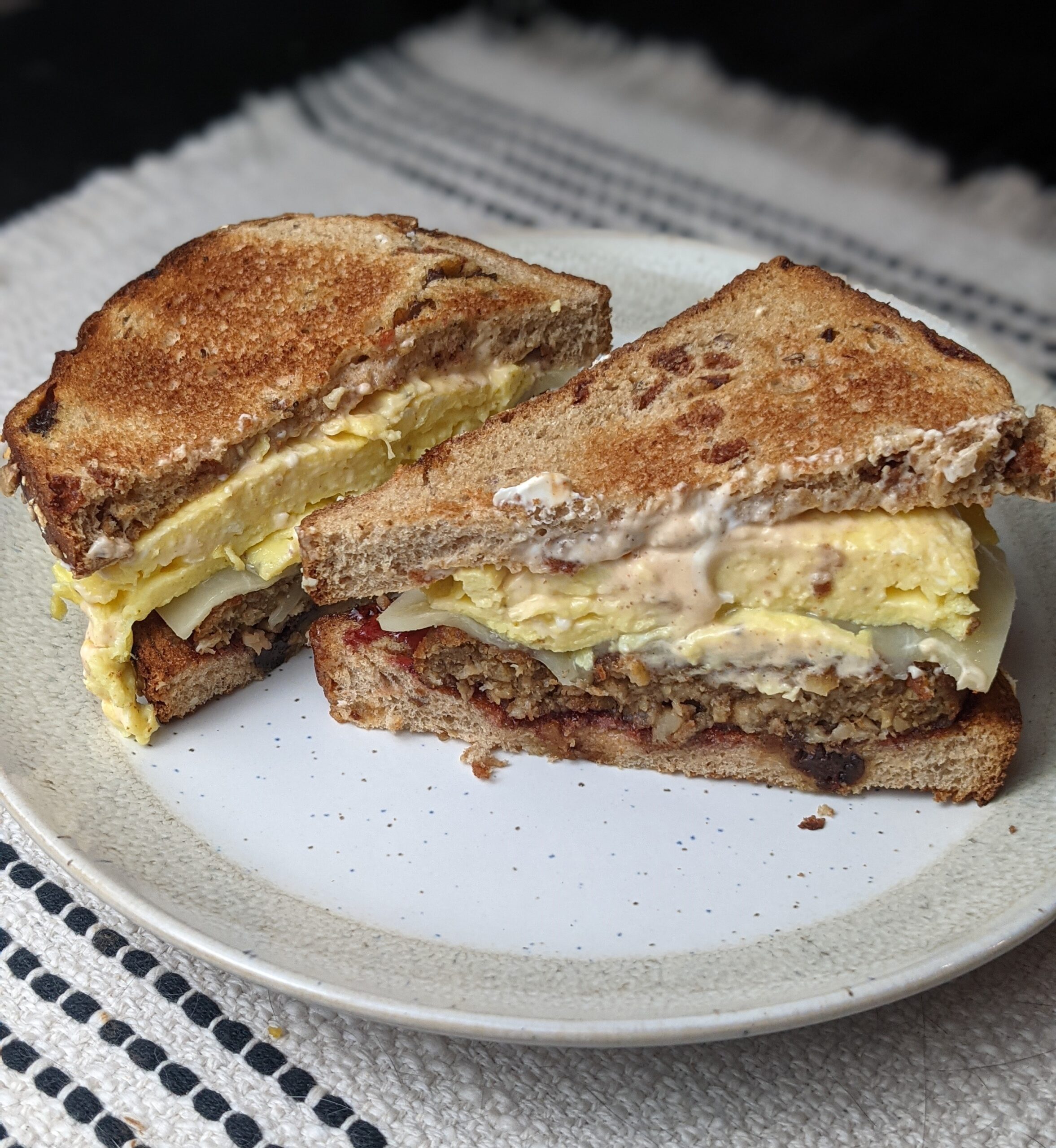 Spicy Blackberry Jam Breakfast Sandwich