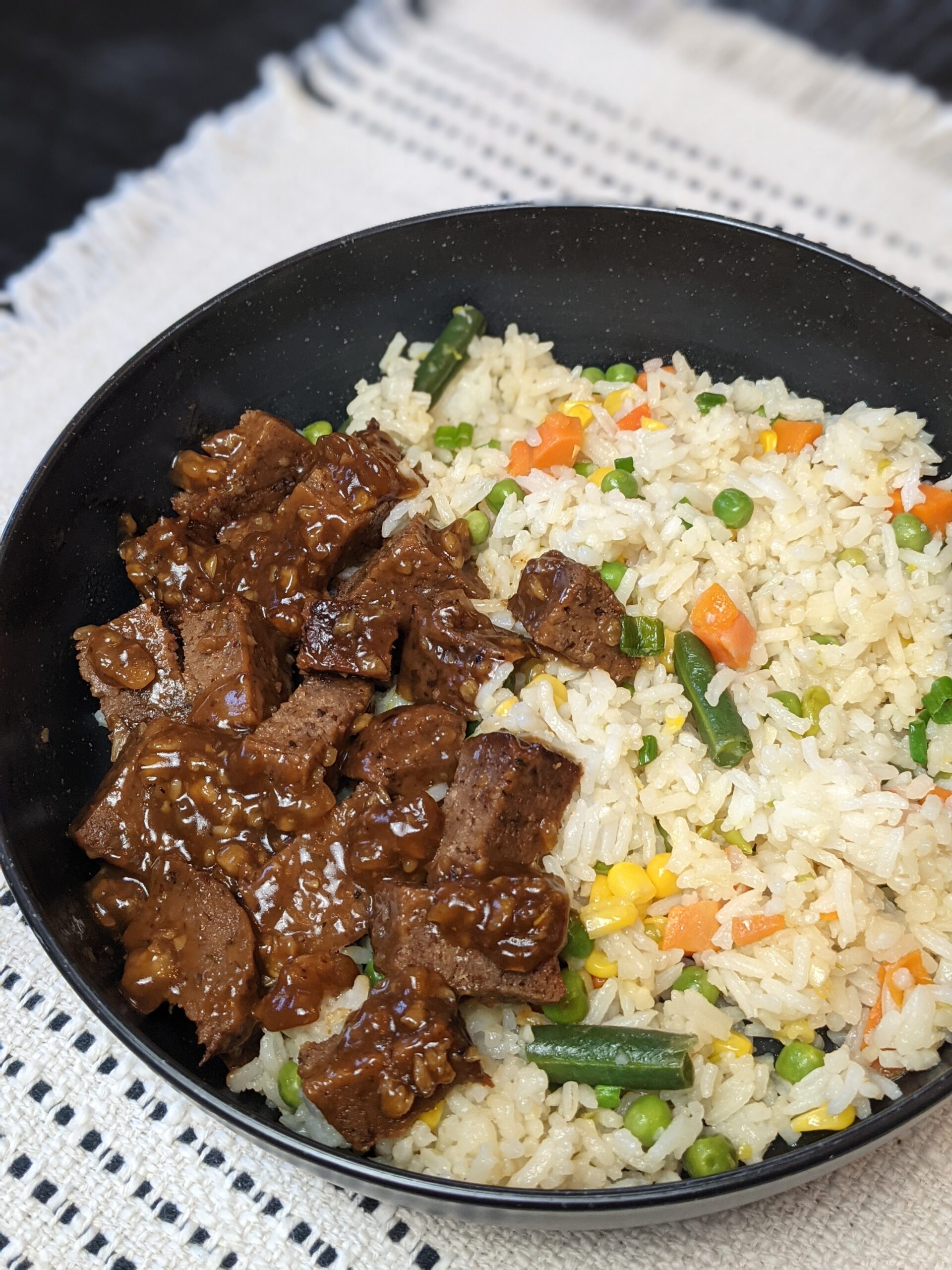 “Fried” Rice with Sweet & Sour Seitan