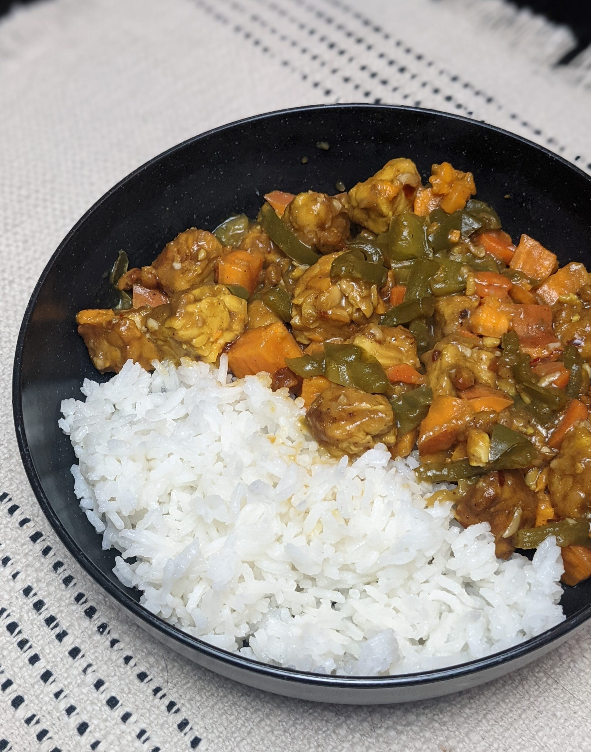 Pineapple Glazed Tempeh and Sweet Potatoes