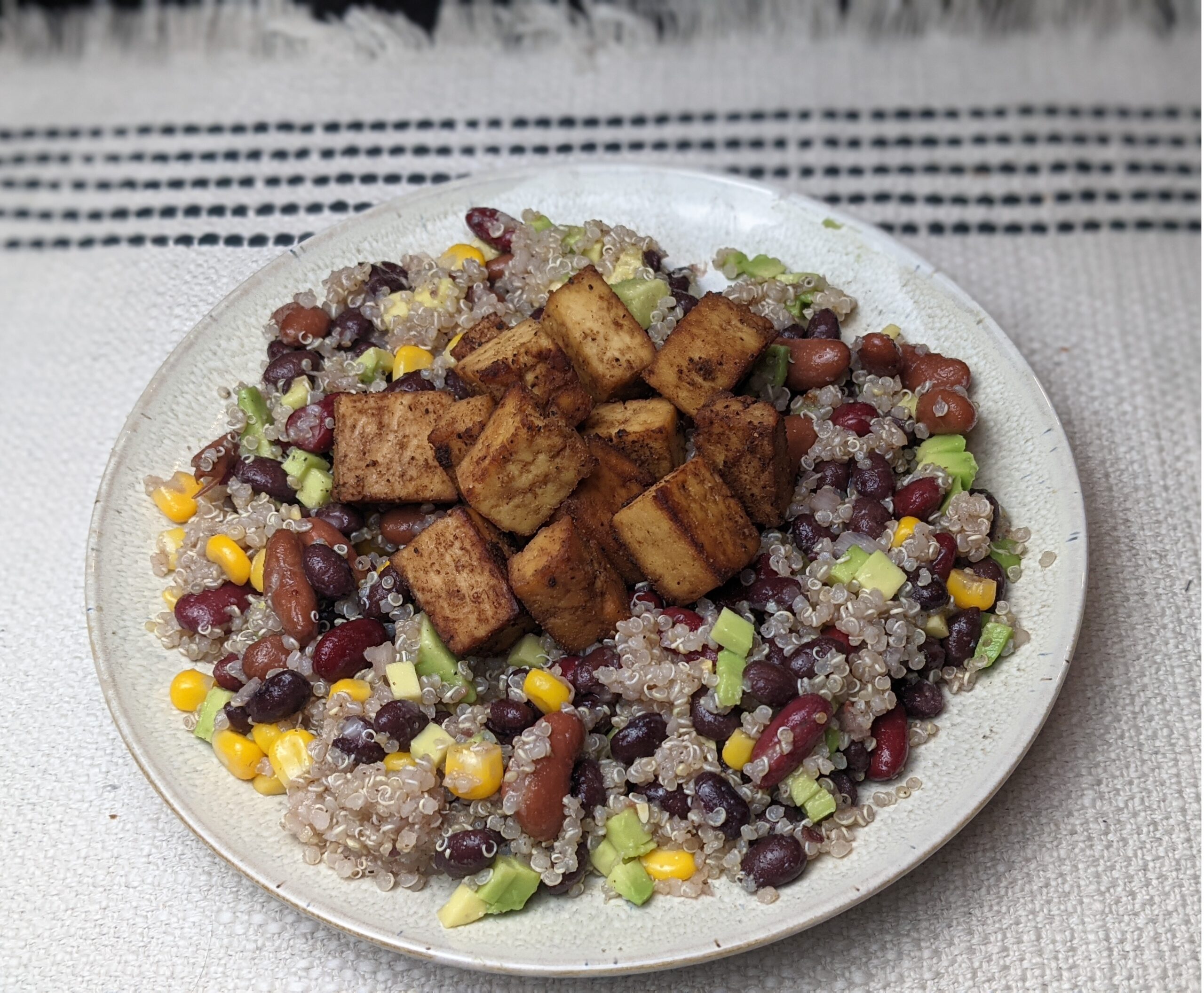 Quinoa Bean Salad with Balsamic Tofu