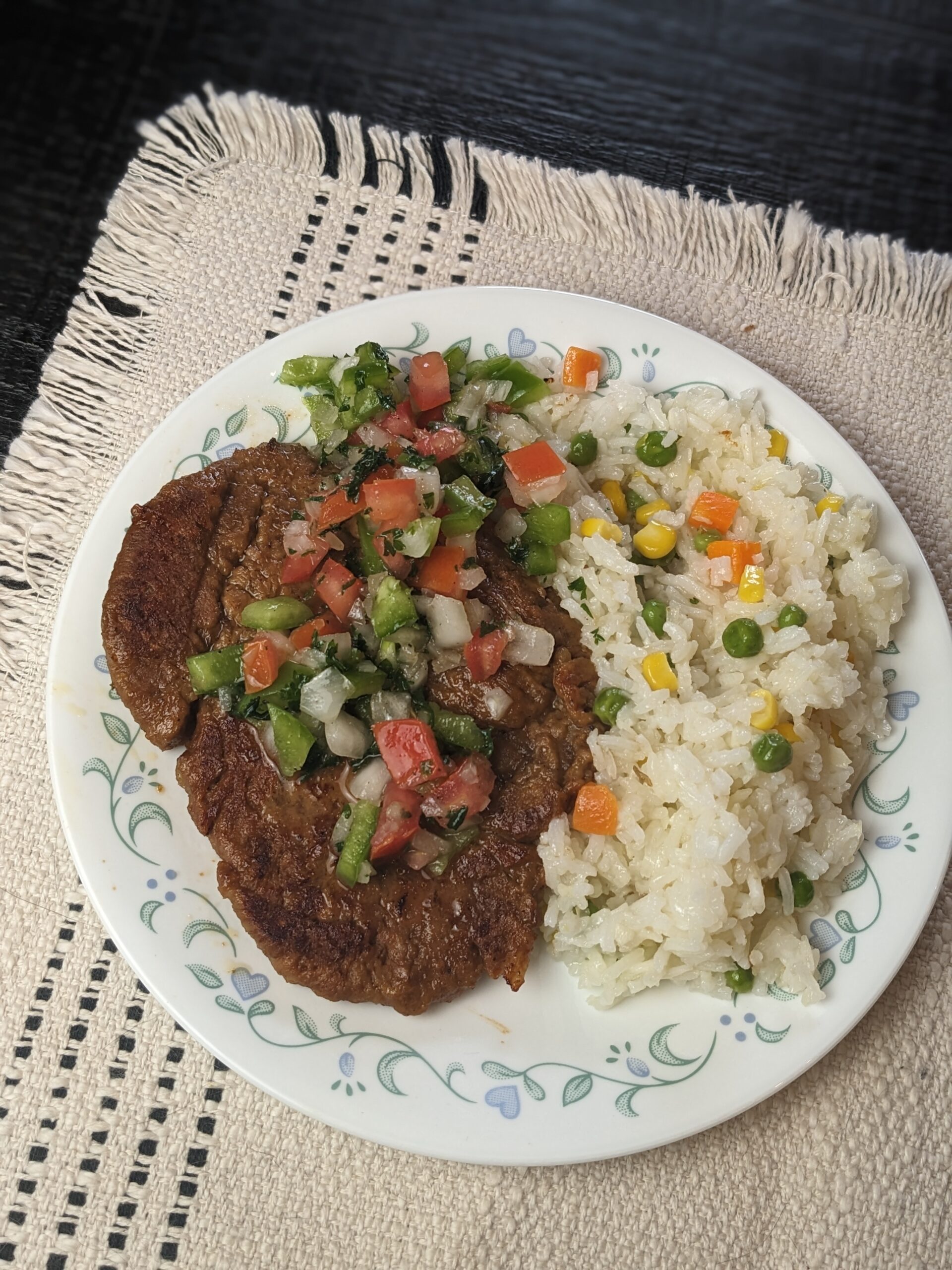 Brazilian Salsa, Rice & Seitan Steak