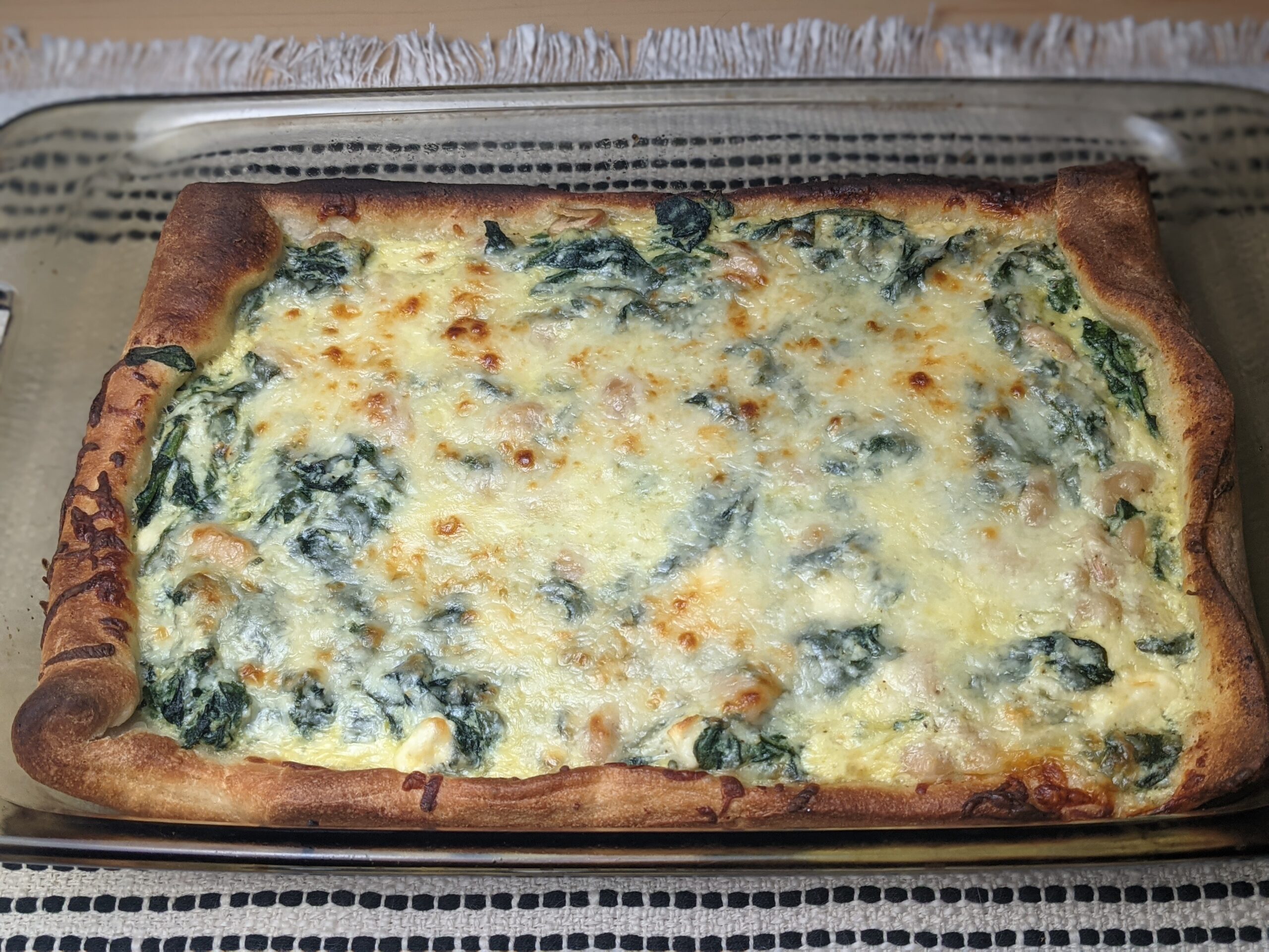 White Bean and Spinach Deep Dish Pizza