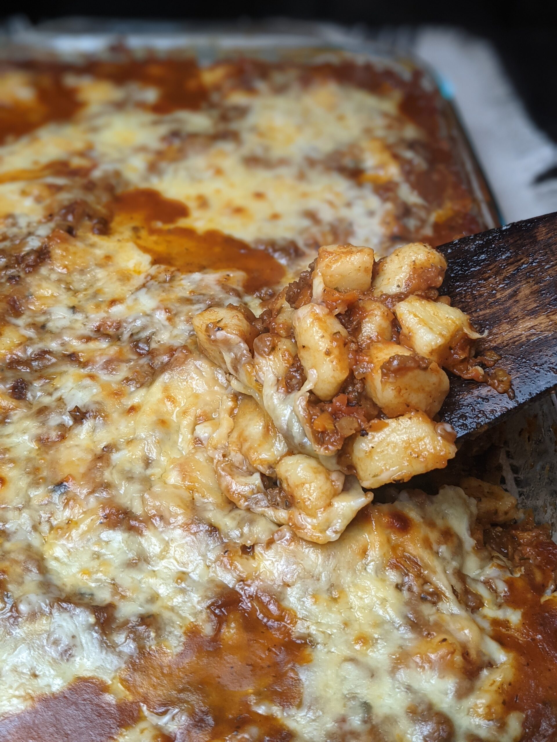 Baked Home Made Gnocchi in Bolognese Sauce