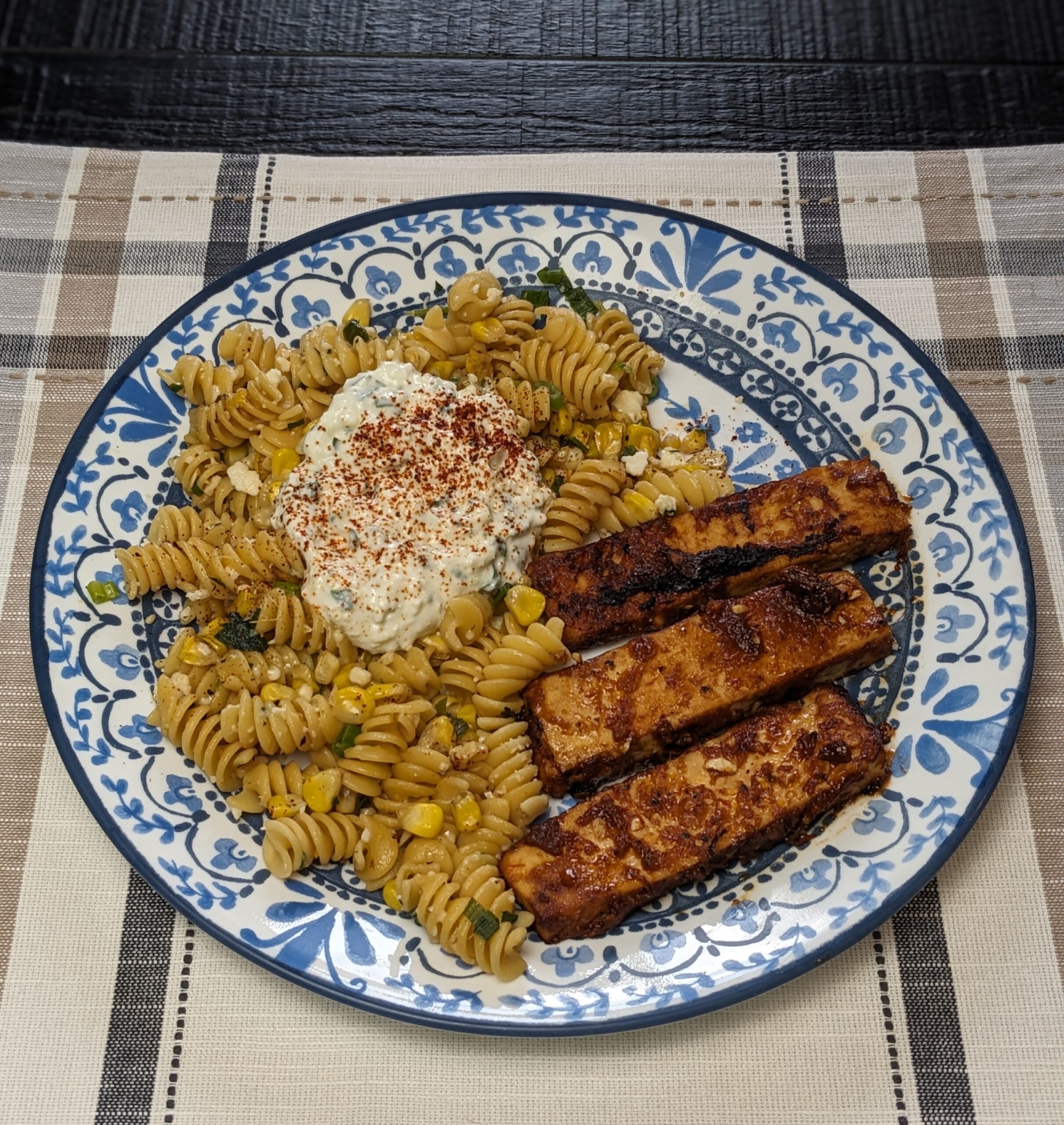 BBQ Tofu & Mexican Street Corn Pasta Salad