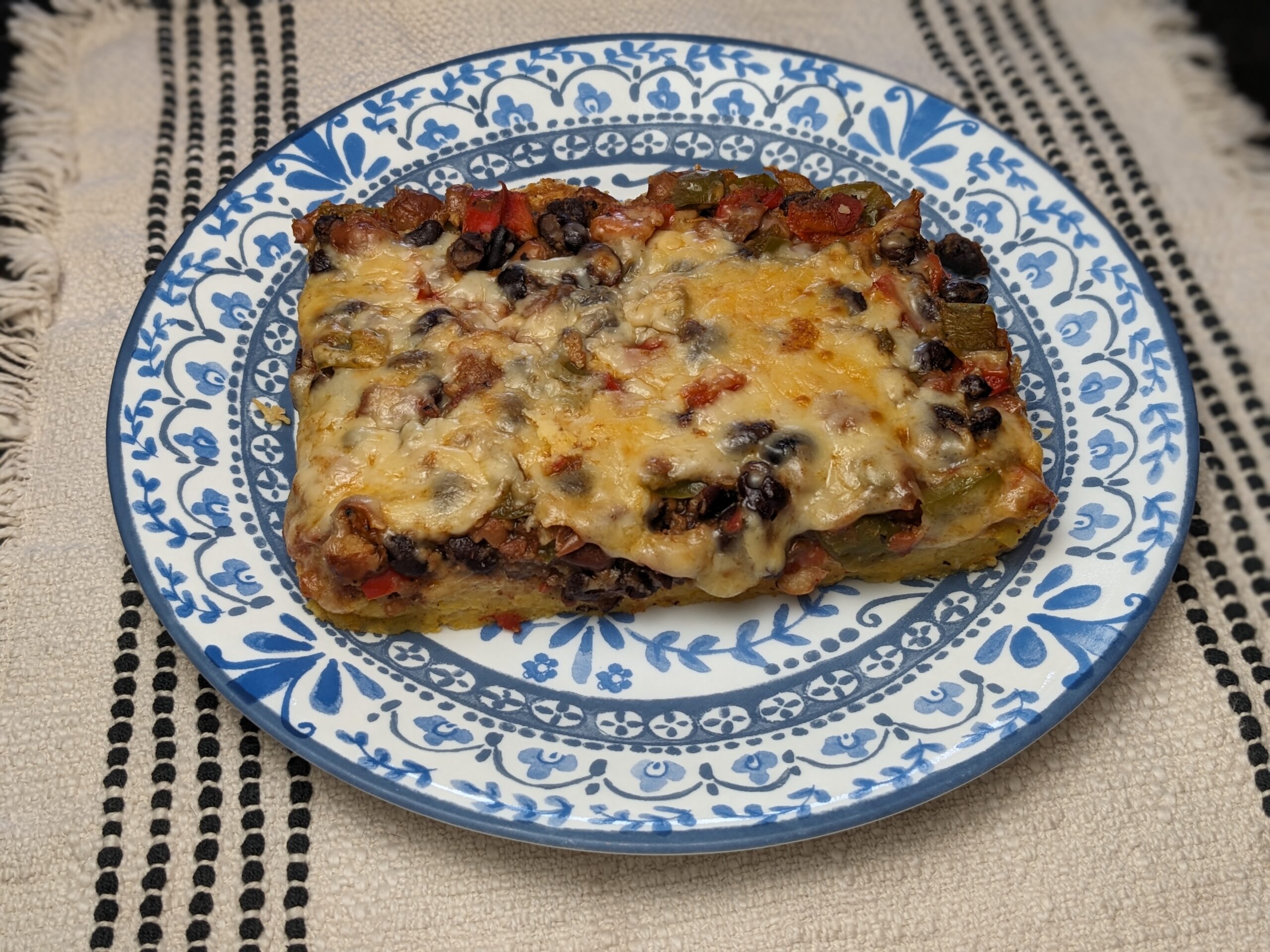 Cheesy Bean & Pepper Polenta Casserole